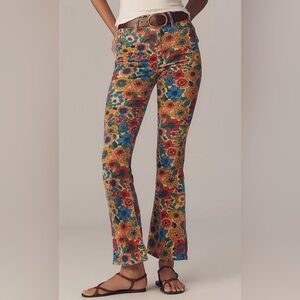 MOTHER The Weekender Skimp Mid-Rise Flare Jeans Track and Flower fields 29